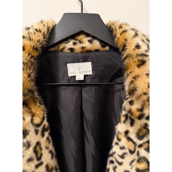 Lost+Wander Long Leopard Faux Fur Coat Women L Large - Picture 3 of 7